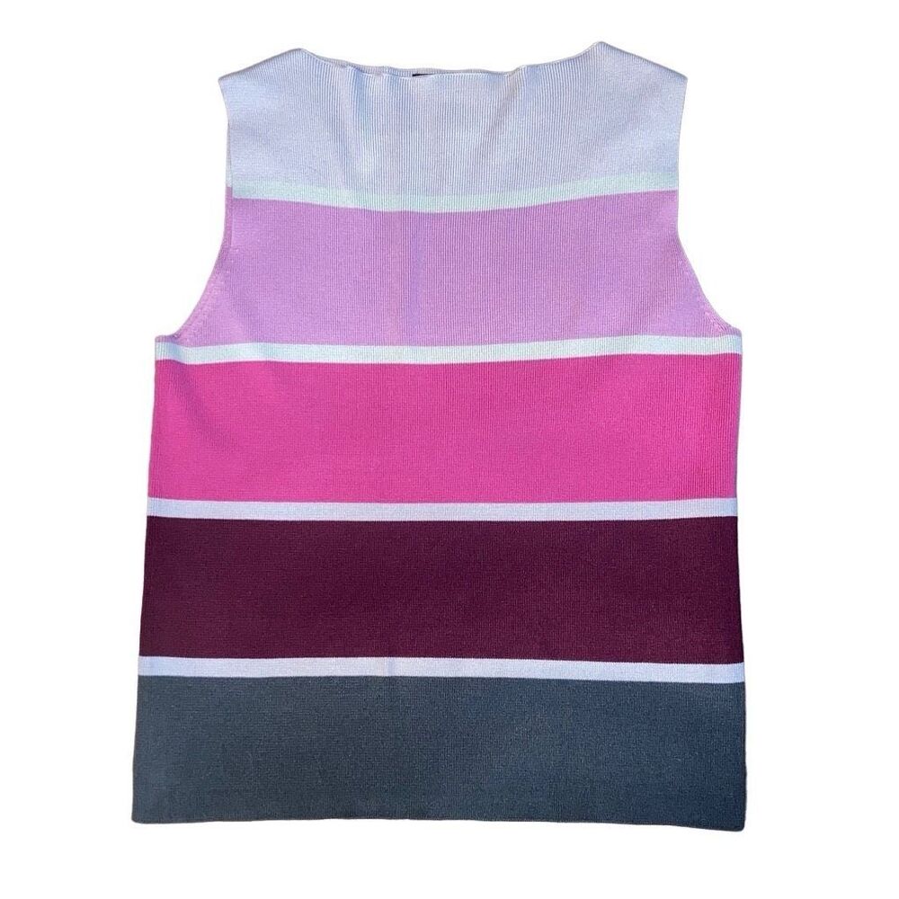 Y2K The Limited Size Large Silk Nylon Blend Colorblock Striped Mock Neck Blouse